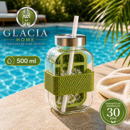 Vaso Glacia Fresh con Enfriador Interior y Pajita